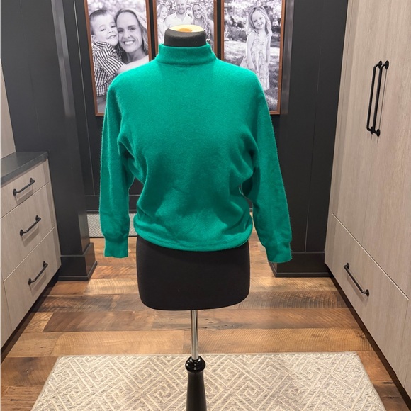 Rafaella Sweaters - Vintage Rafaella Angora Lambswool Green Mock Neck Sweater